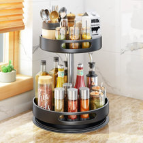 Rotating Spice Rack Spice Rack With Turntable Carbon Steel Kitchen Storage  Shelf Organizer For Condiments, Spice Jars, Herbs And Bottles