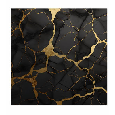 Reproduction d'art moderne abstrait sans cadre noir et doré
