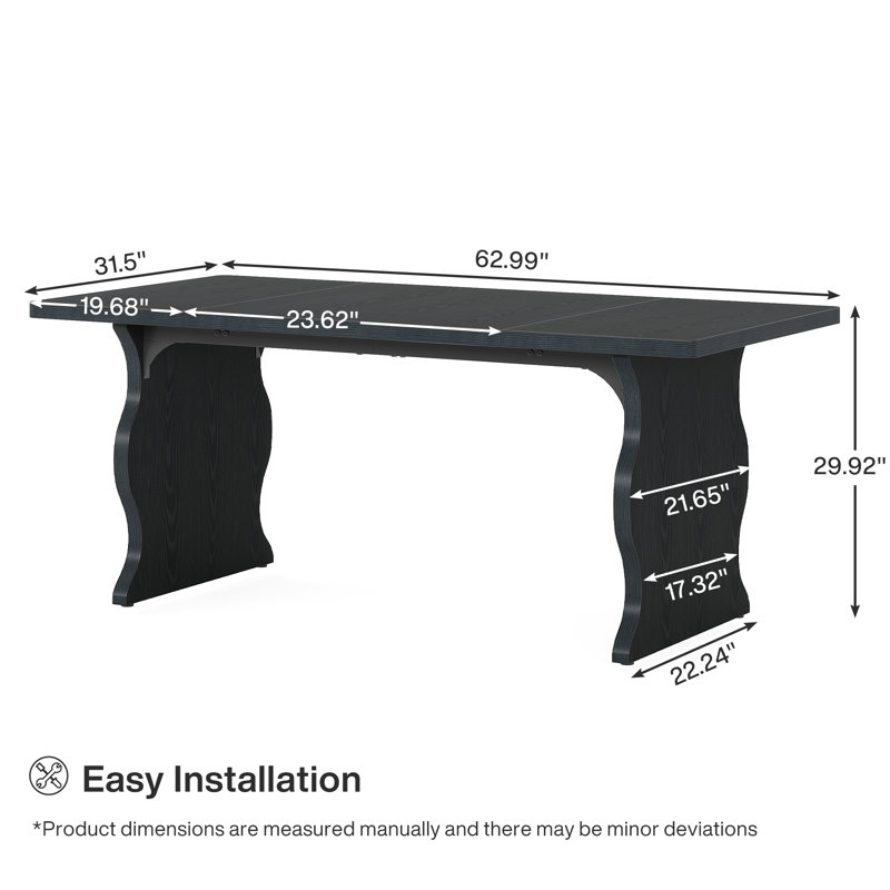 63" Large Desk, Executive Computer Desk, Double Gaming Writing Table Study Desk with Sturdy Legs, Black