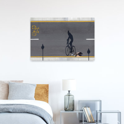 «Overhead Cyclist Shadow Abstract Contemporary Urban Landscape», reproduction d'art mural