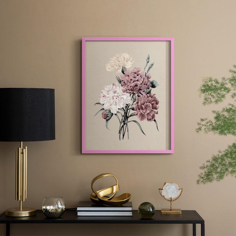 Antique Botanical I, reproduction encadrée - bois massif, H 15 po x l 12 po, Rose