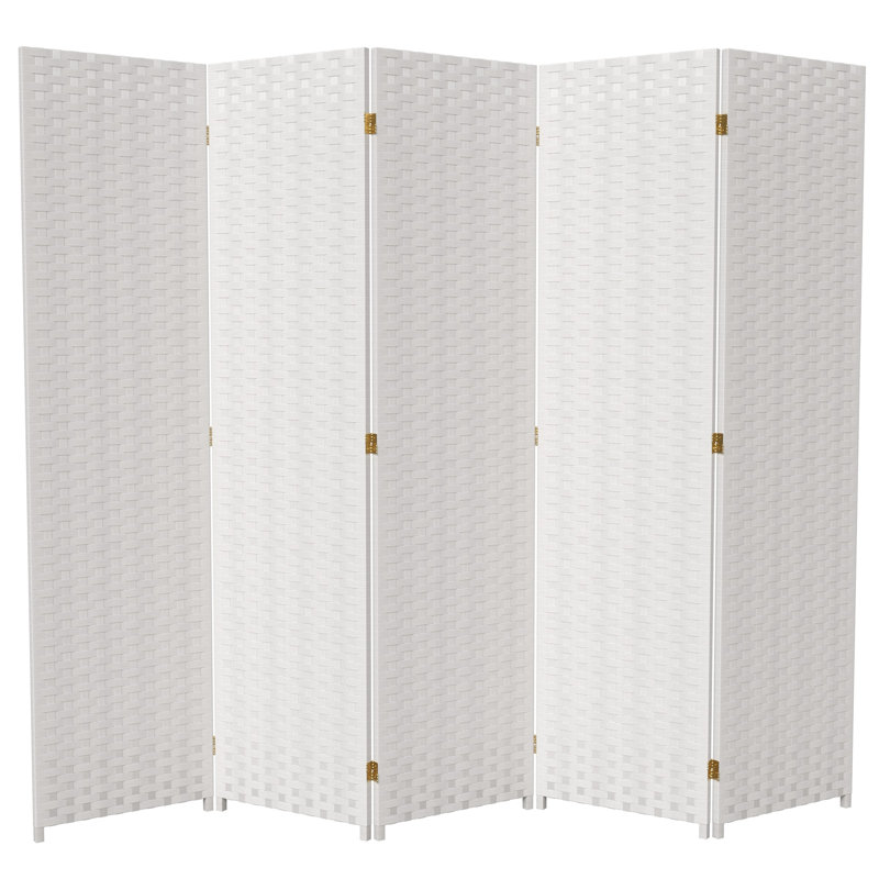70.75" x 140" 8 Panel Room Divider, 5, 70.75" H x 87.5" W x 0.75" D, White