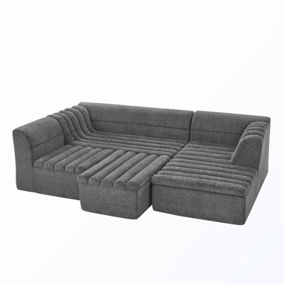 U-Shaped Modular Sectional Sofa With Wave-Shaped Armrest