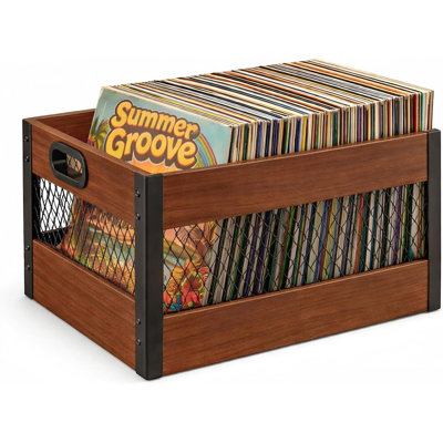 Boîte de rangement pour disques vinyles, organisateur en bois pour 60 à 80 disques, rangement cubique classique pour albums