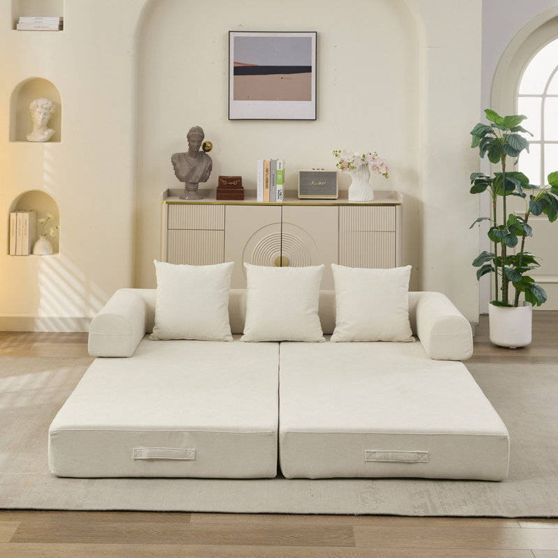 Canapé-lit pliant Boneless Comfy, Chenille beige