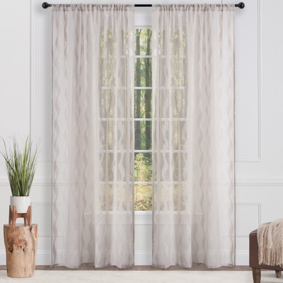 Maizee Striped Semi Sheer Rod Pocket Curtain Panel