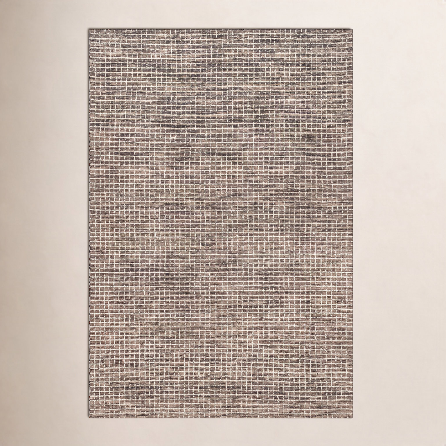 Brown Hand-Tufted Checkered Wool Rug, Rectangle 11'6" x 14'6"