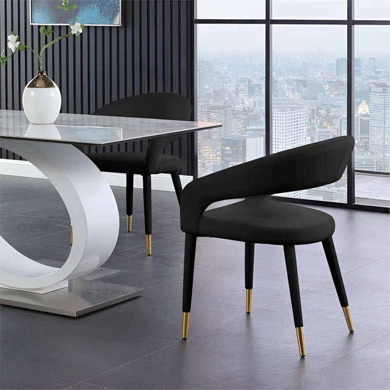 Chaise en velours Darius, Noir