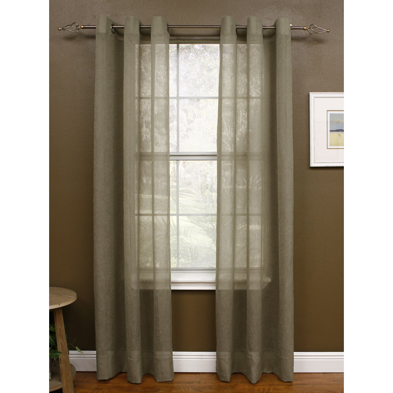 Crotzer 100% Polyester Sheer Voile Solid Color Curtain Panel with Grommet Top, Taupe, 48" W x 108" L