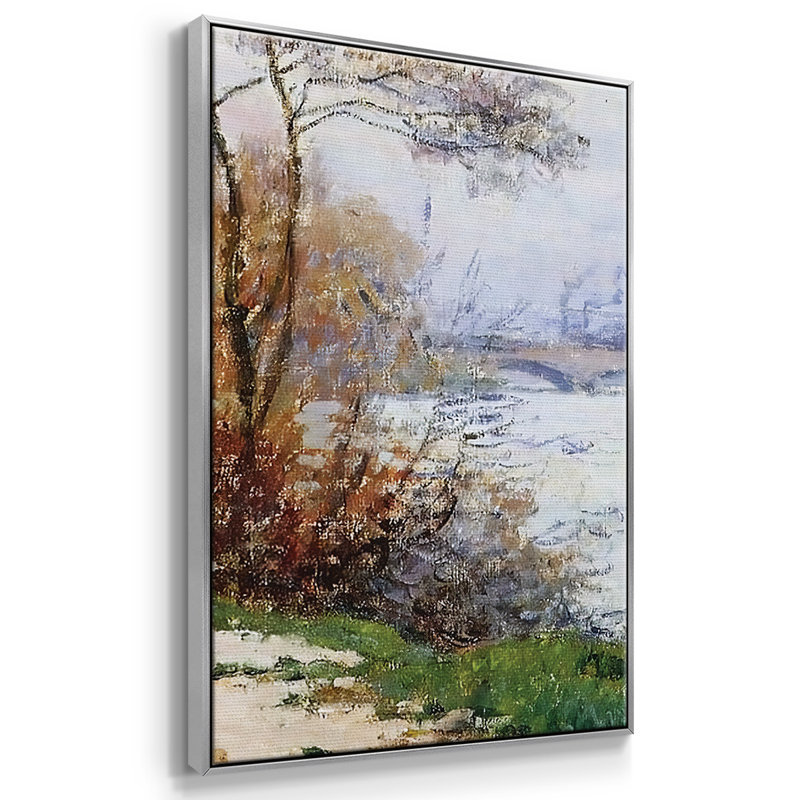 Les rives de la seine, île de la Grande - Toile encadrée multi-pièces, H 24 po x l 48 po x P 2 po, Argent
