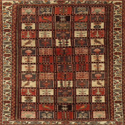 Tapis floral brun / brun clair / orange
