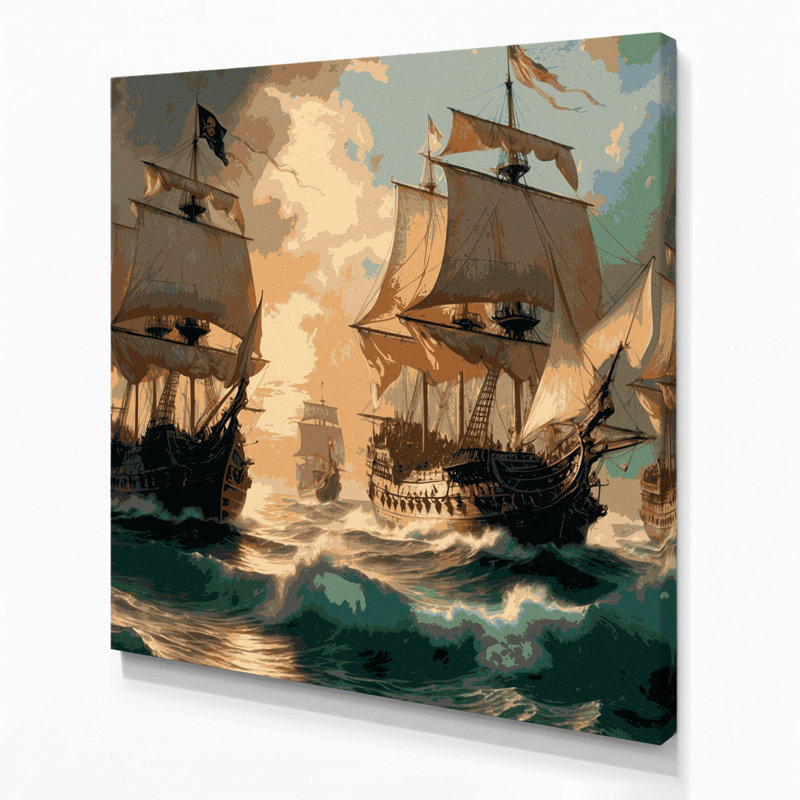 Art nautique sur toile brun, H 12 po x l 12 po