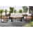 4-Piece Outdoor  Modern Industrial Metal & Acacia Wood Patio Conversation Set with 4-Inch Cushions and Slatted Arm Design-124945255