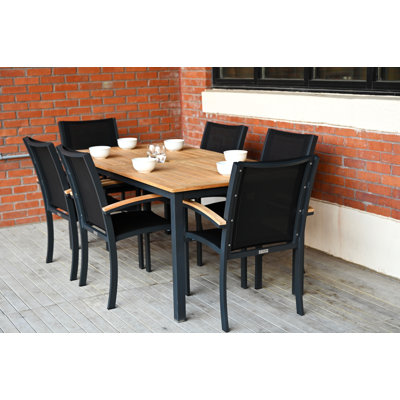 Tribeca Outdoor 7 - Piece Teak Aluminum Dining Set
