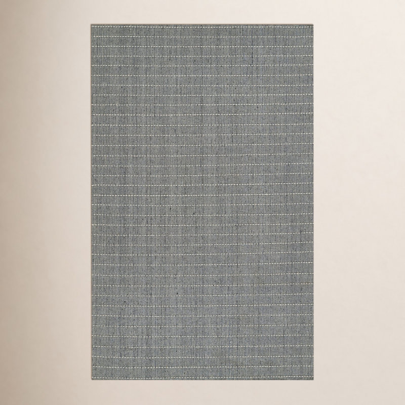 Tapis gris / beige / bleu tissé à la main Amita, Rectangle 9 pi x 12 pi