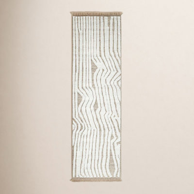 White Natural Hand-Knotted Abstract Rug