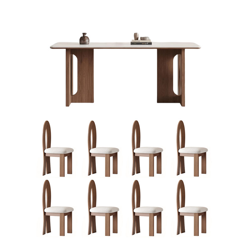Dual Material Rock Board Top Dining Table Set