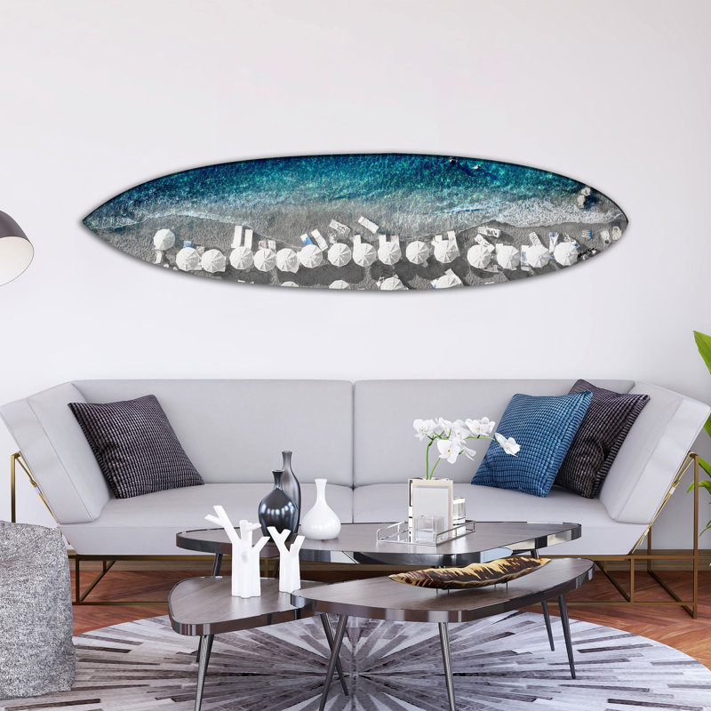 Al Mare Grays Decorative Acrylic Surfboard by Oliver Gal