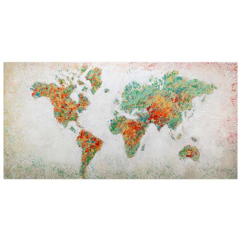 Hand -painted acrylic painting in harmony with the continents