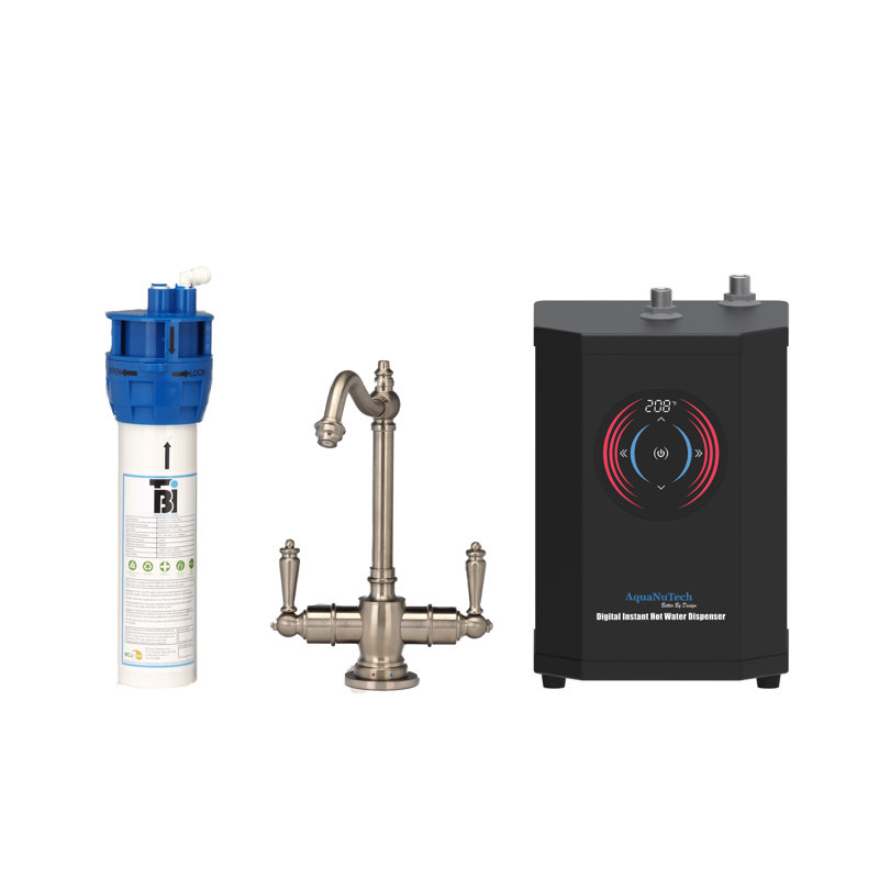 Distributeur d'eau chaude et froide, Nickel brossé
