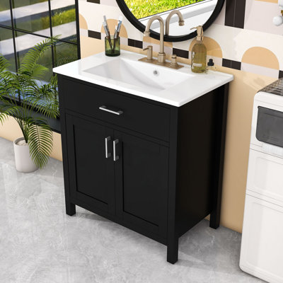Meuble-lavabo de salle de bain avec lavabo en céramique