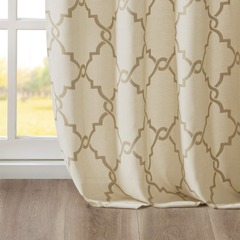 Panneau de rideau simple semi-transparent 29 en mélange de coton 29, Beige, L 50 po x L 84 po