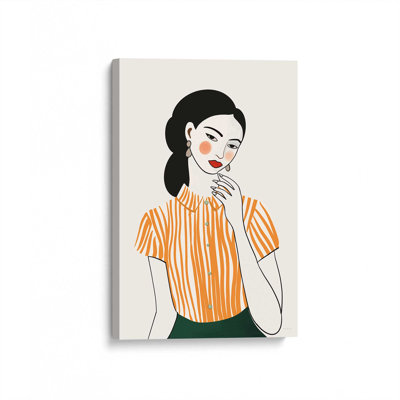 Woman In Striped Blouse II By Omar Escalante Canvas Art Print