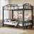 Twin Over Twin Metal Bunk Bed with Arched Guardrail and Safety Ladder, Heavy Duty Steel Frame for Kids, Boys, and Girls, Space-Saving Design, No Box Spring Needed, Modern Gray-1781859241