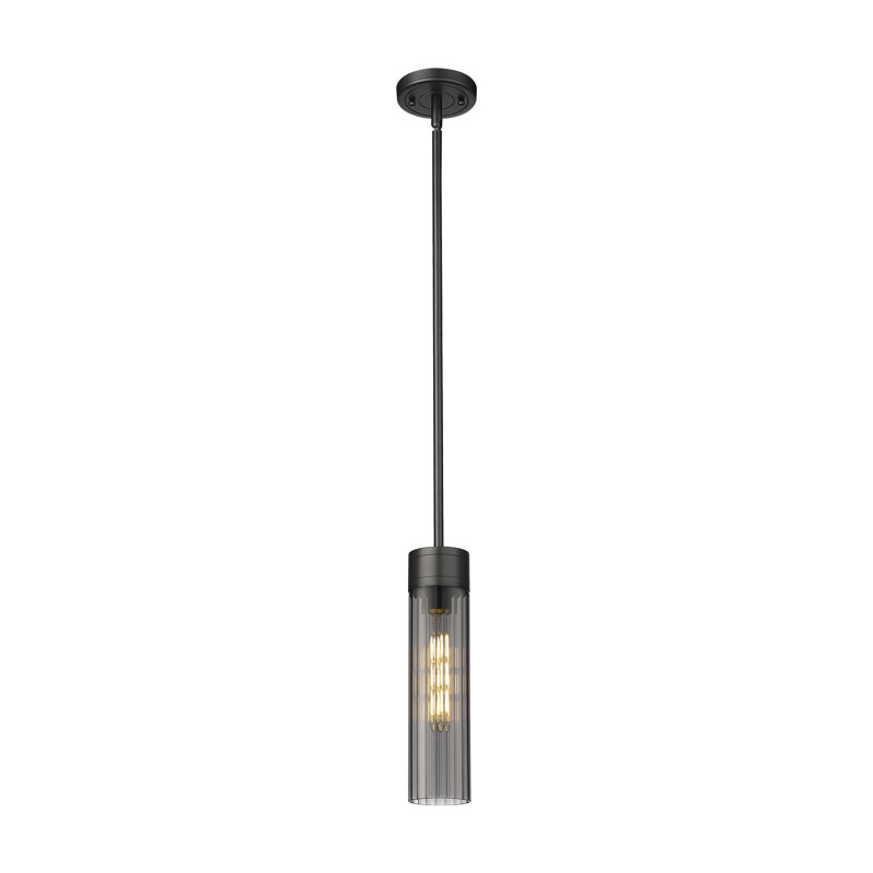 Luminaire suspendu 8 lumières Empire, H 12,75 po x l 3,13 po x P 3,13 po, Plaqué couleur fumée, Noir mat