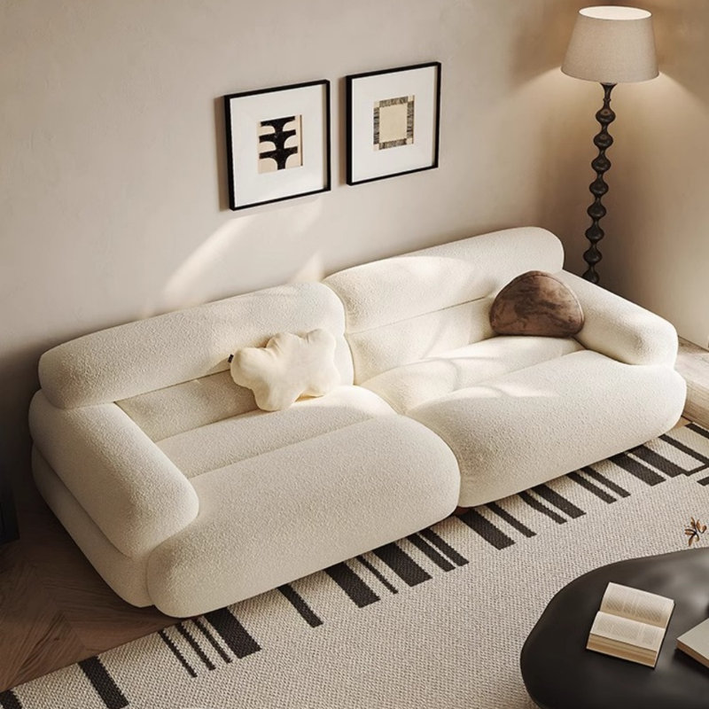 Cream Fabric Straight Layout Couch