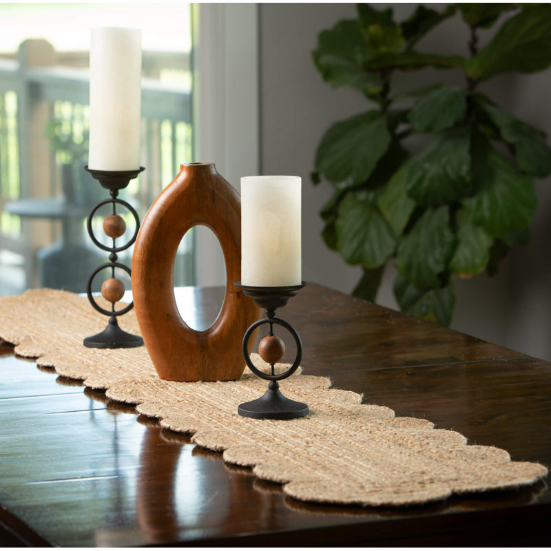 Chemin de table tissé; Brun