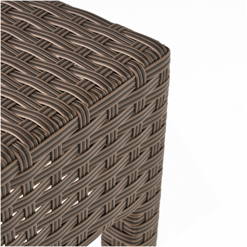 Outdoor PE Rattan Backless Barstools, Set Of 2, Dark Brown