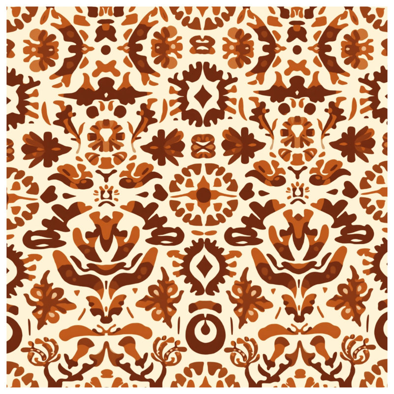 Brown Ornamental Pattern Bath Mat, 24in W x 17in L