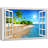 Beautiful Tropical Beach with White Sand, Clear Sea, and Palm Trees Under Blue Sunny Sky - Print on Canvas-56099186