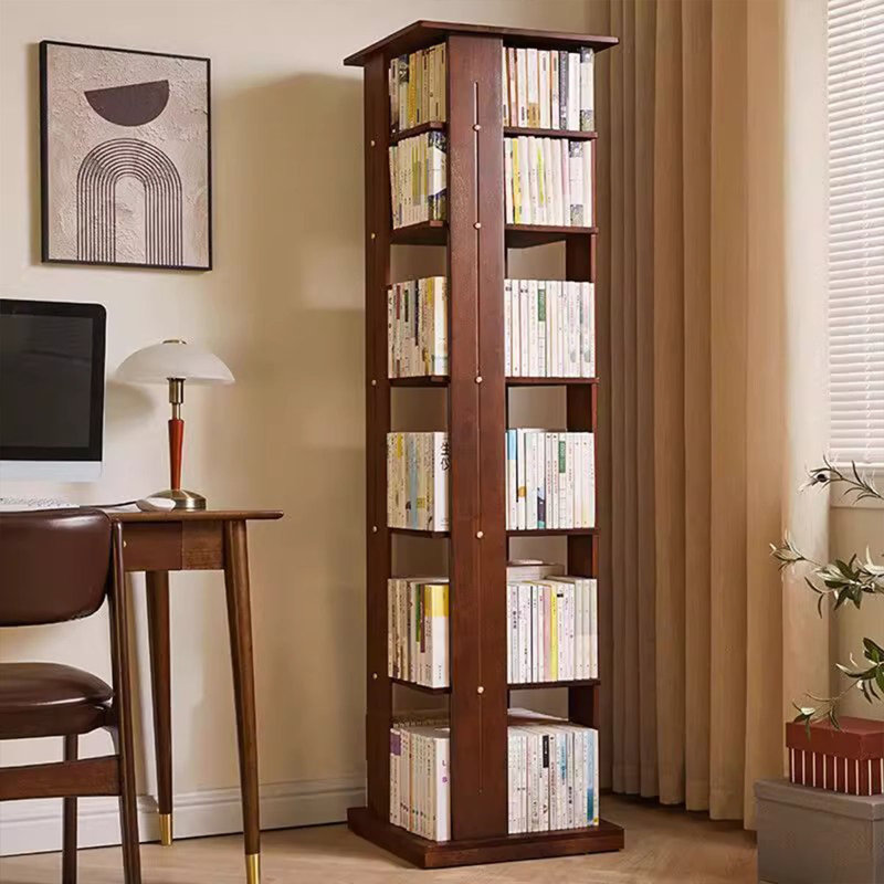 Walnut Modern Solid Wood Rotating Bookshelf