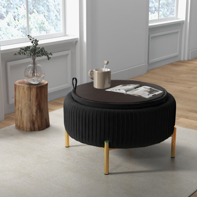 Chynna Upholstered Round Storage Ottoman