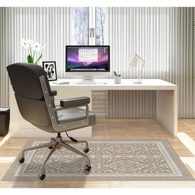 Tapis de chaise rectangulaire à poils courts Rao, L 48 po x L 72 po, Beige