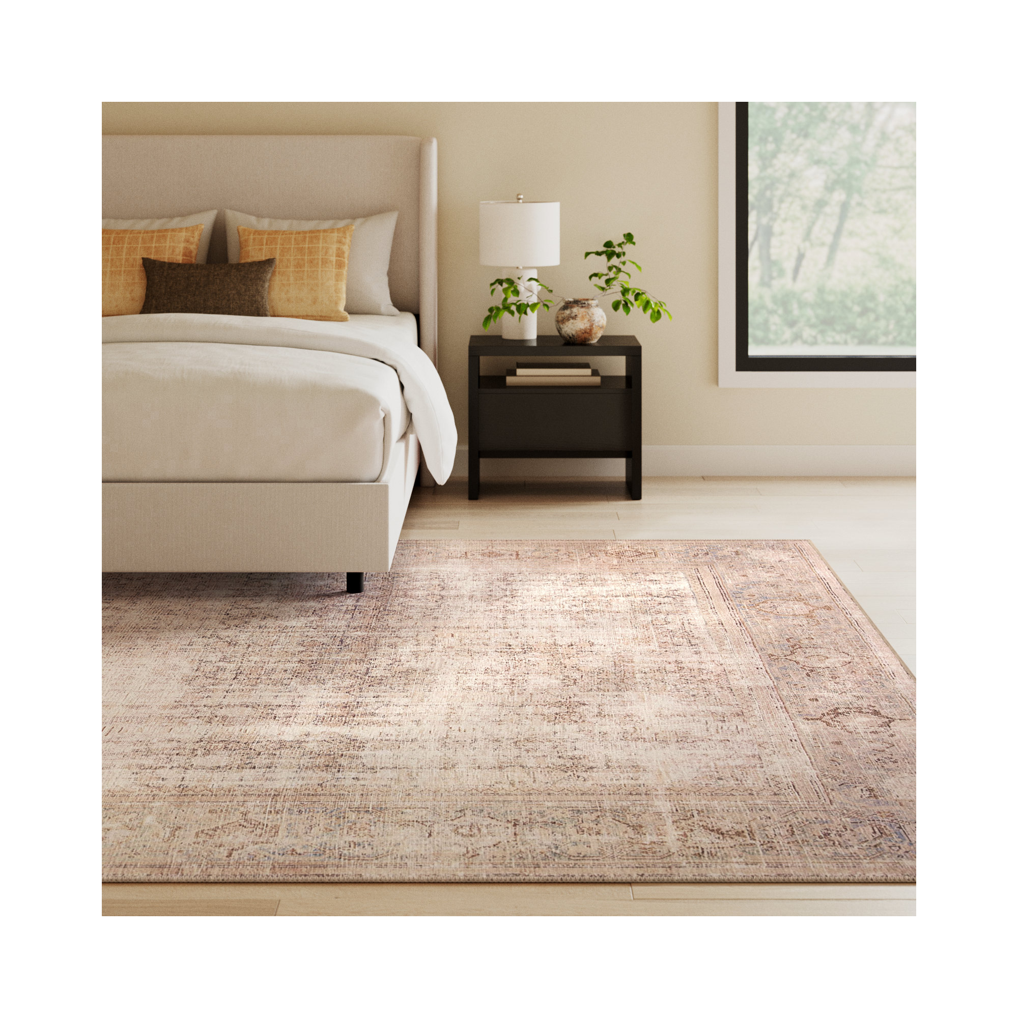 Georgie Oriental Ocean/Sand Area Rug, Rectangle 10' x 14'