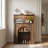 Wood Grain Entryway  1 Person Shoe Cabinet With LED Lights, 2-Tier Storage Console With Fluted Glass Doors For Small Spaces