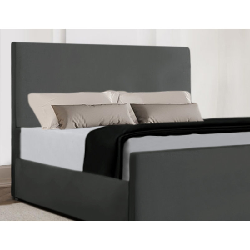 Bevilacqua Upholstered Velvet Bed, UK Super King - DE 180 x 200 cm, Steel Grey