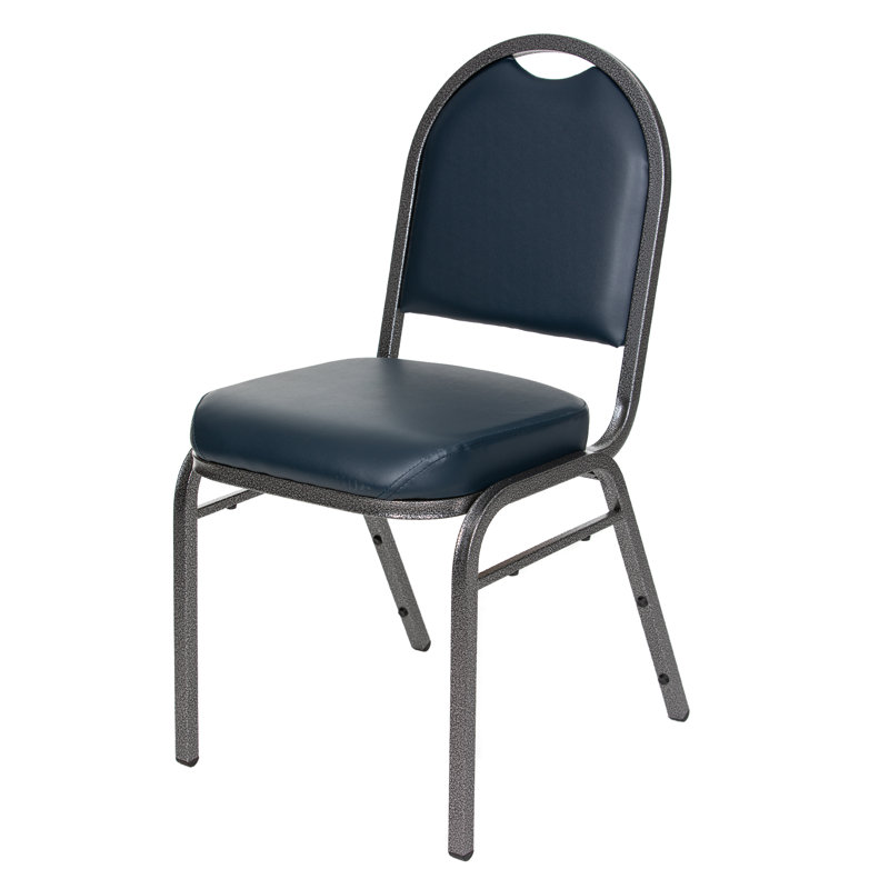 Celia Vinyl Stack Chair (2 Pack), Silver, Midnight Blue