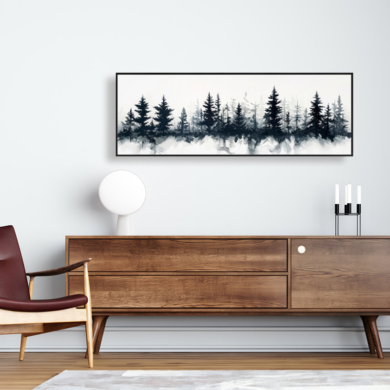 Tree Line - Beige Framed Canvas for Elegant Home Decor