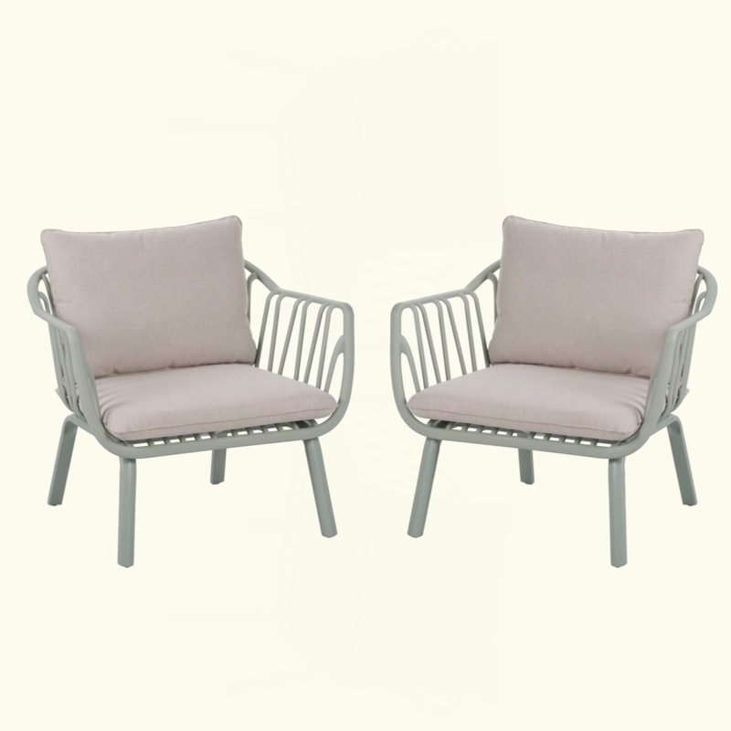 Ensemble de chaise club d'extérieur PP, résistant aux intempéries avec coussins, parfait pour la vie extérieure moderne et l'intérieur