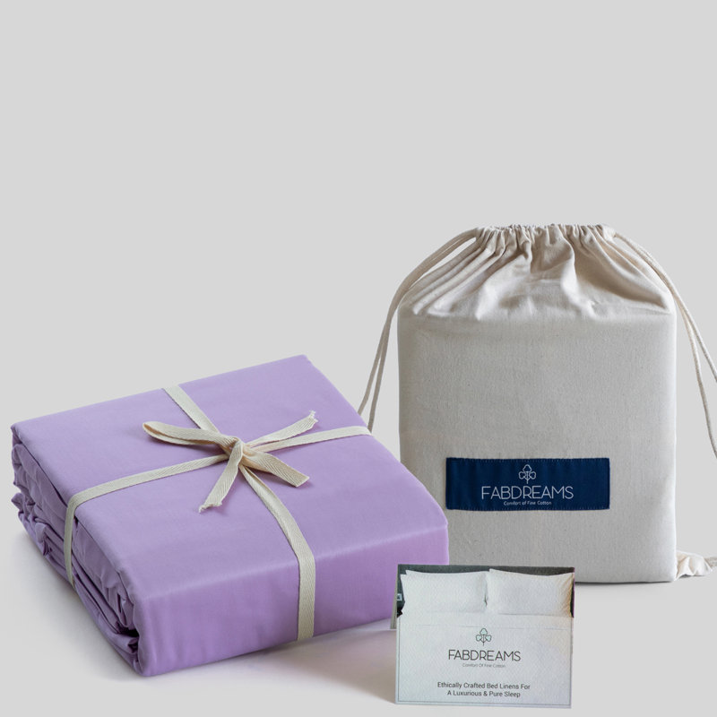 Ensemble de draps en percale 100% coton 300 fils Percale, Ensemble de draps pour très grand lit californien, Lilas