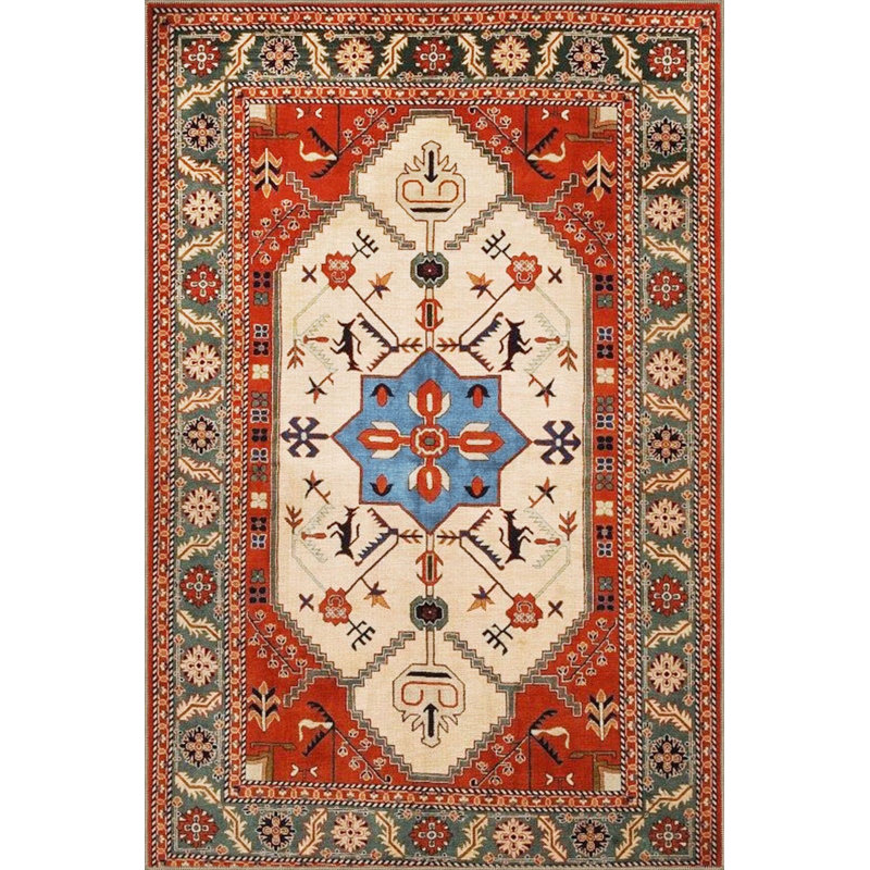 Tapis décoratif moderne rouge aux tons rouges lavable à la machine, Sous-tapis rectangulaire de 3 pi 3 po x 4 pi 11 po