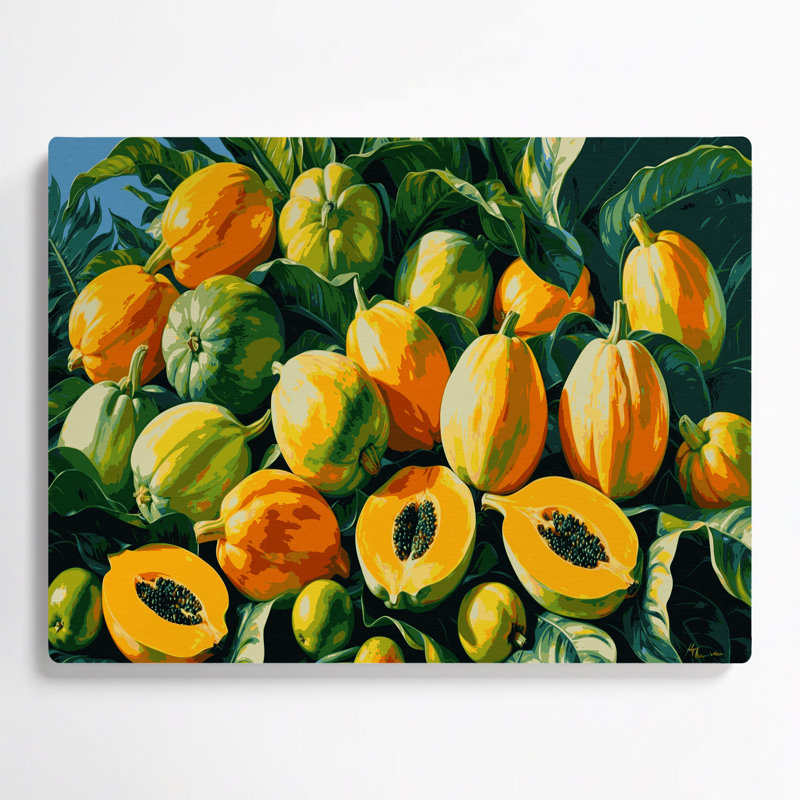 «Hawaiian Papayas Green», art mural en métal, H 16 po x l 20 po