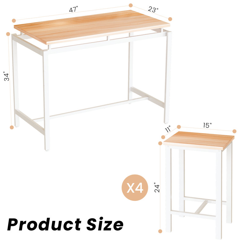 Ensemble de salle à manger à 4 pieds pour 4 personnes Juriy, ensembles de table de salle à manger 5 pièces pour 4 personnes, ensembles de cuisine et de salle à manger pour petits espaces, cuisine, maison