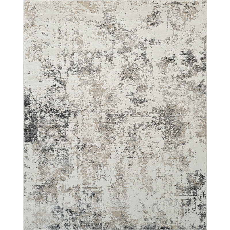 Haldon High-Low Abstract Area Rug, Beige/Black, Rectangle 8'9" x 11'10"