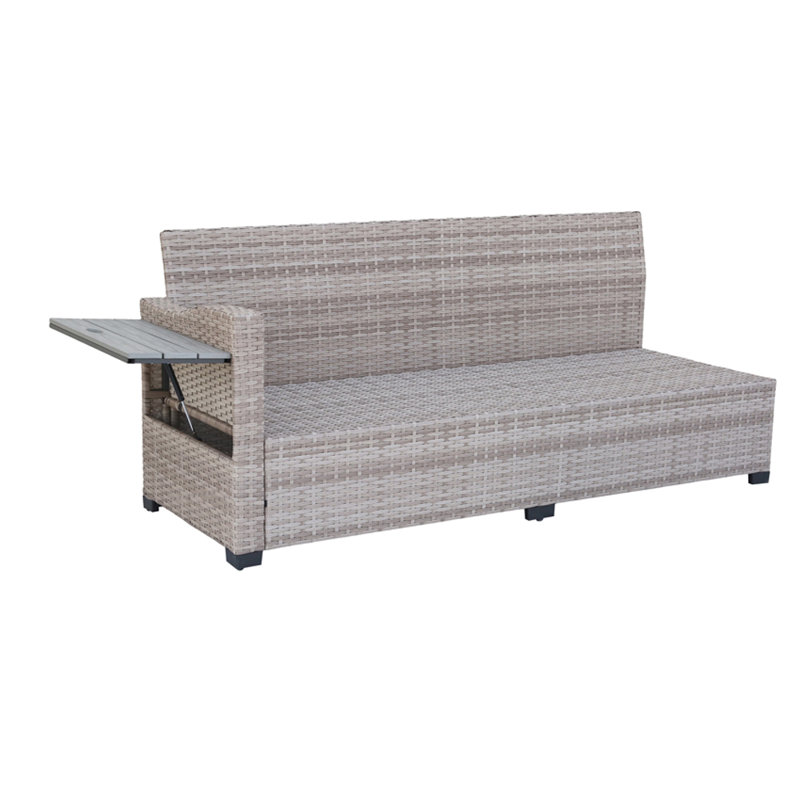Wicker 9 - Person Garden Lounge Set with Cushions, Natural, Natural