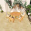 Ensemble de salle à manger 7 pièces pour l'extérieur, table en bois massif avec 6 chaises rembourrées, style rustique avec trou pour parasol, convient aux jardins et aux patios-779553072